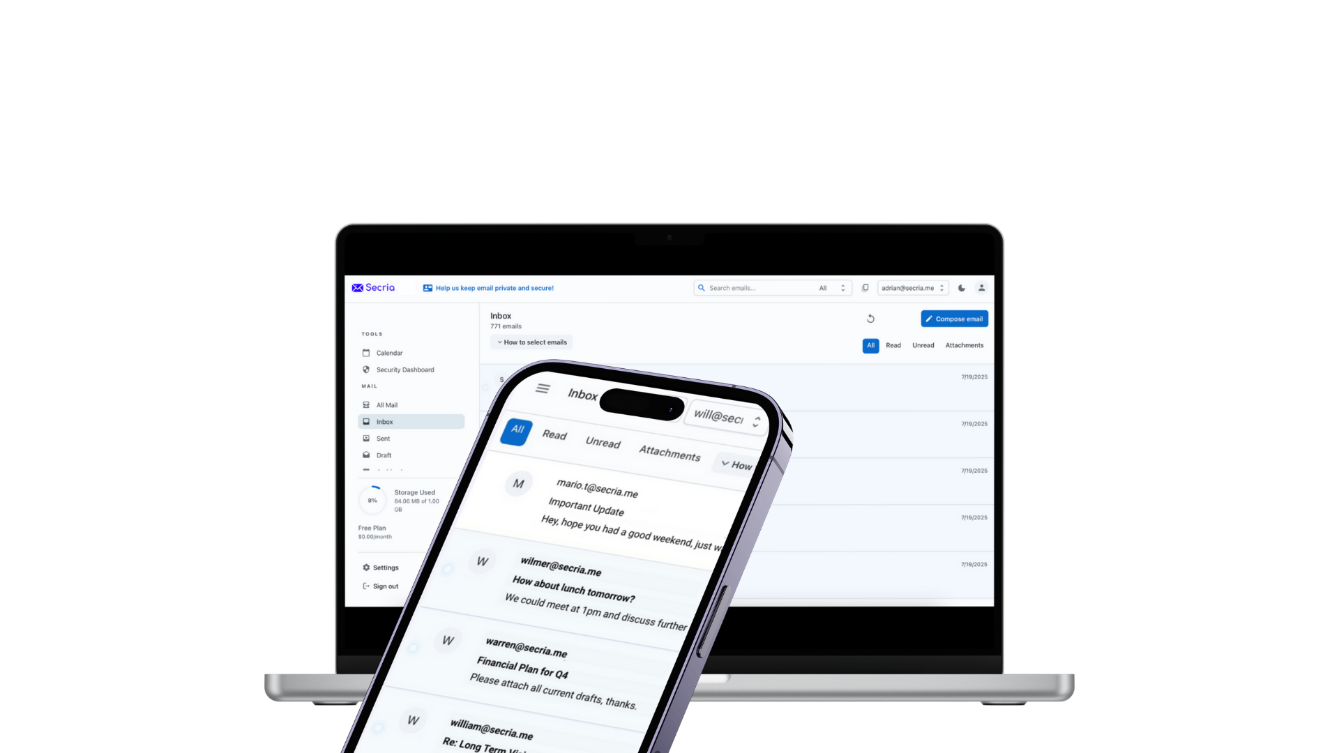 Secria email interface